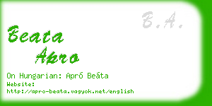 beata apro business card